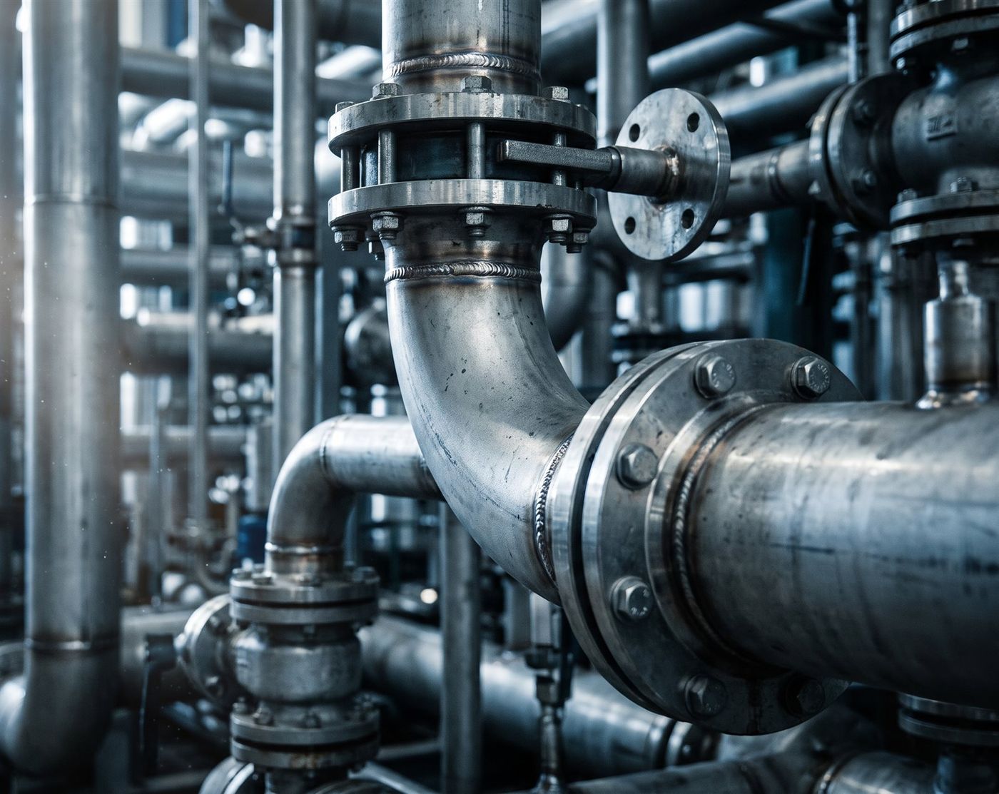 Réseau de tuyauterie industrielle en acier inoxydable